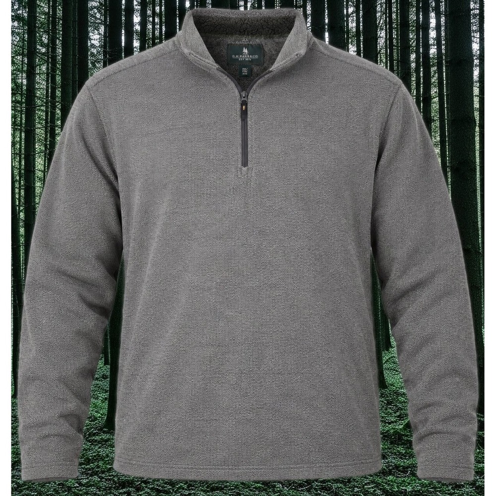 G.H. Bass & Co. Quarter Zip Pullover Men's XXL Gray Herringbone Cotton Blend